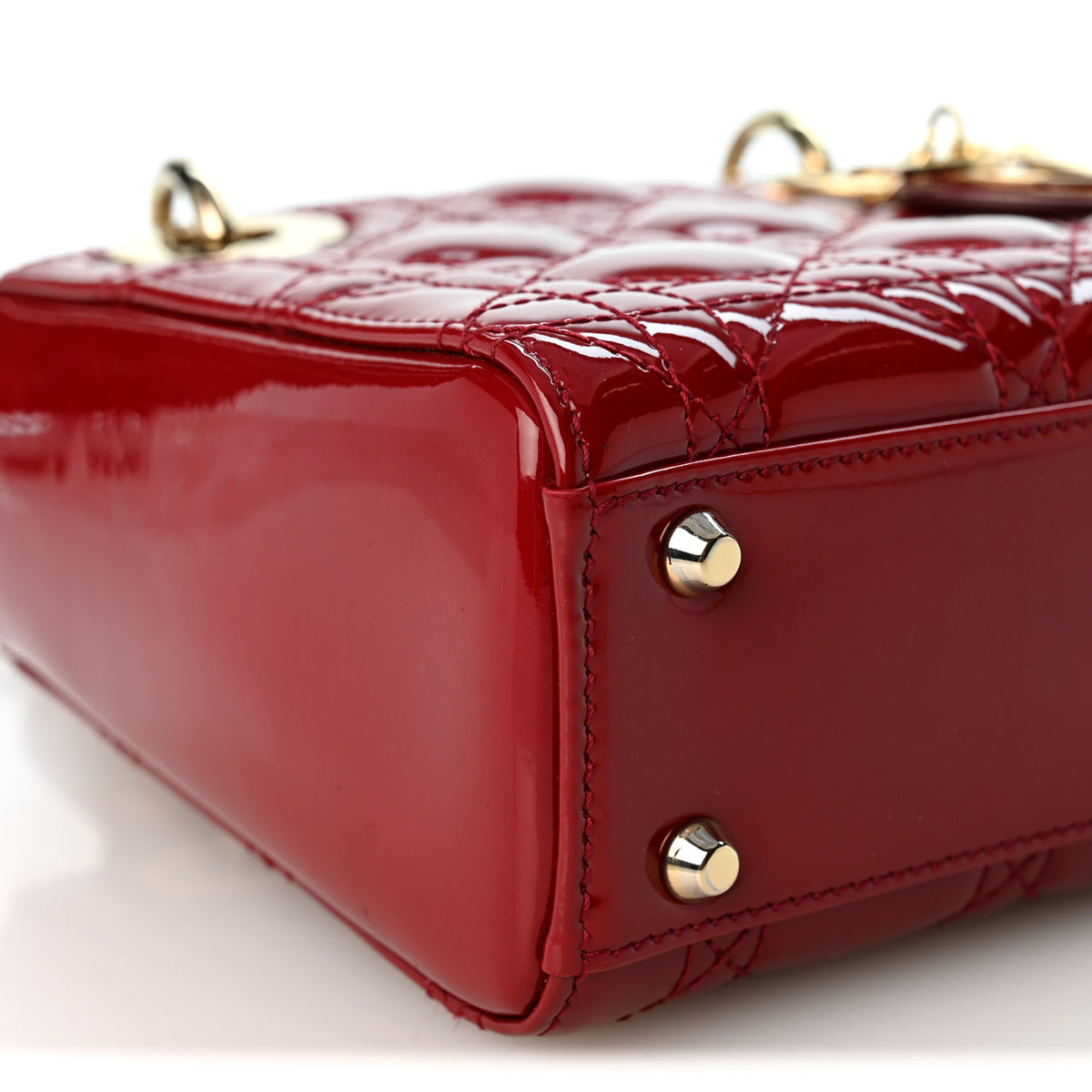 Christian Dior Patent Cannage Mini Lady Dior Red 9 of 10