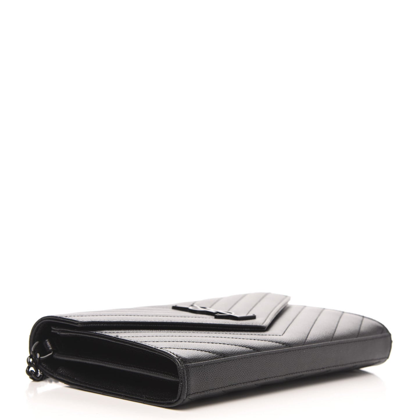Grain De Poudre Matelasse Chevron Monogram Chain Wallet Black