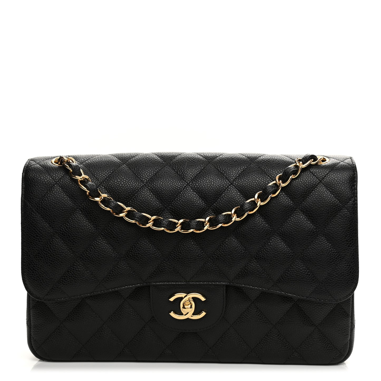 Caviar Quilted Jumbo Double Flap Black