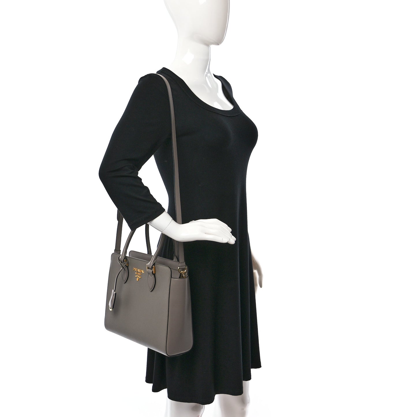 Saffiano Soft Calfskin Small Zippered Tote Marmo