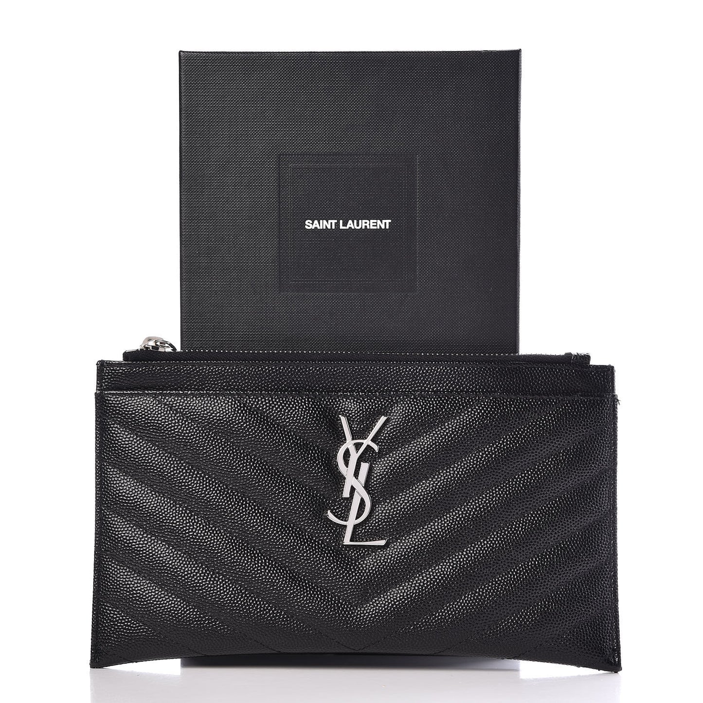 Grain De Poudre Chevron Monogram Bill Pouch Black