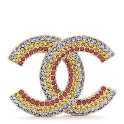 Chanel Metal Crystal CC Brooch Yellow Red Blue 1 of 4