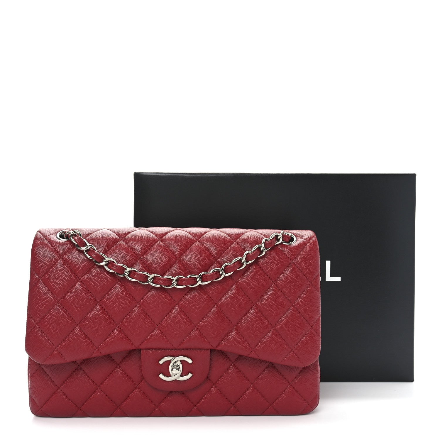 Chanel Caviar Quilted Jumbo Double Flap Dark Red 11 of 11
