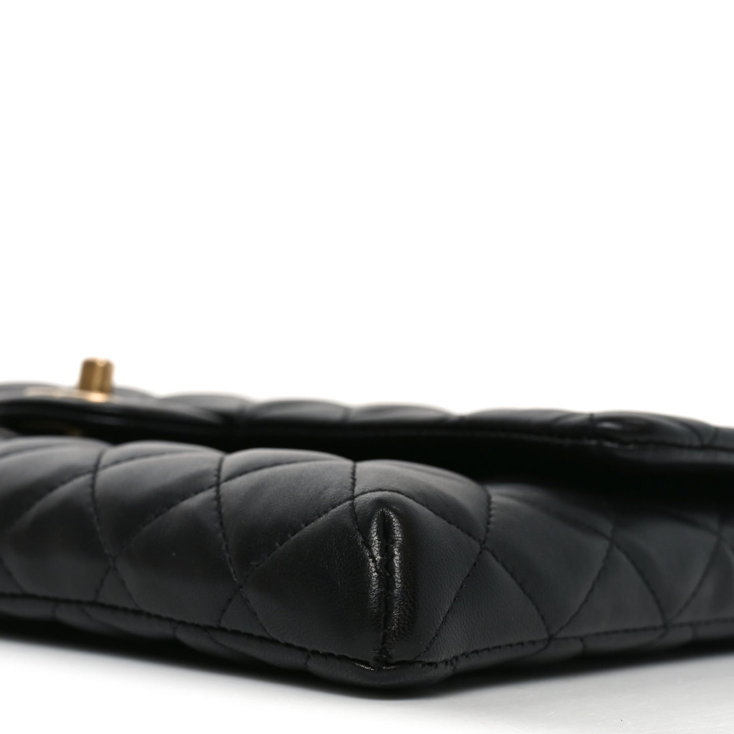 Lambskin Quilted Flap Clutch Black