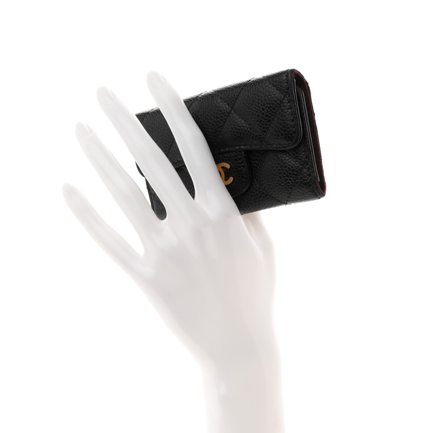 Caviar Quilted 6 Key Holder Black