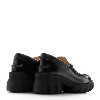 Gucci Magnum Calfskin Nappa Samoa Womens Horsebit Platform Chunky Lug Sole 40mm Loafers 40.5 Black 5 of 9