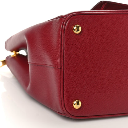 Prada Saffiano Lux Galleria Front Pocket Tote Cerise Papaya 7 of 8