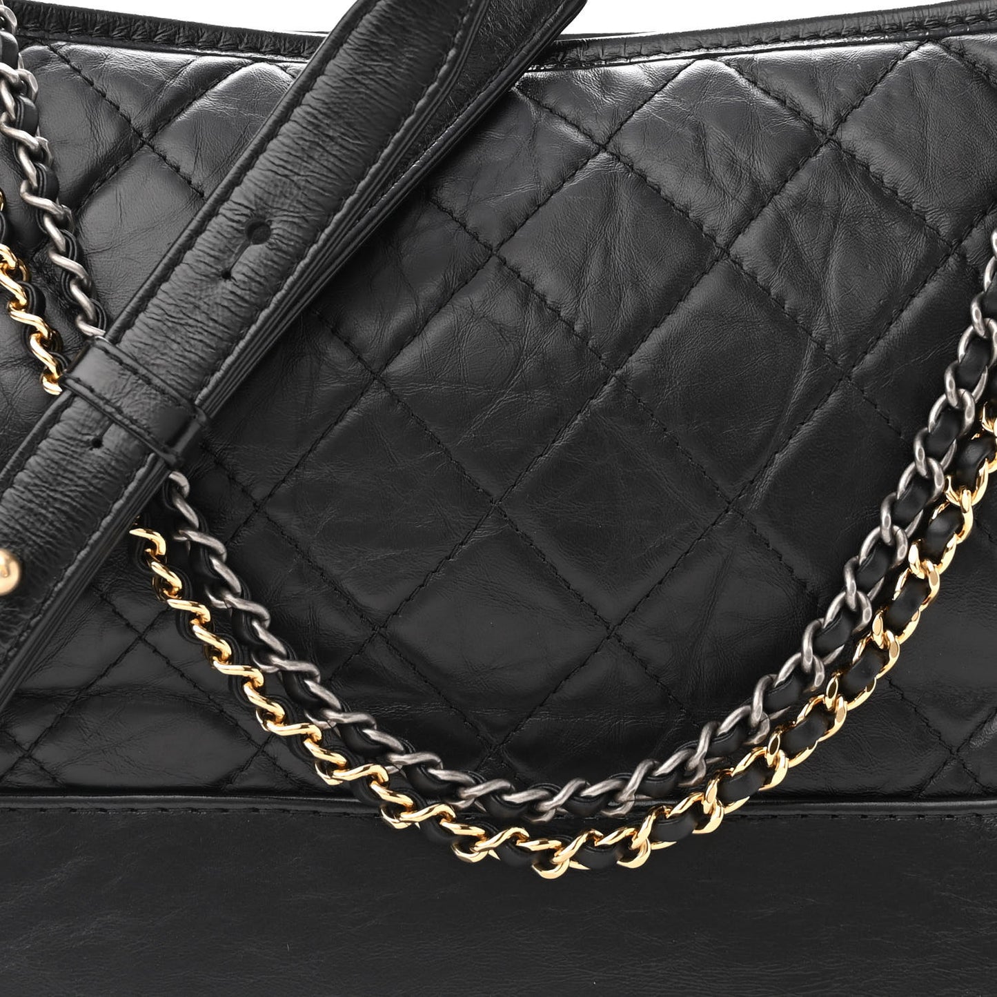 Aged Calfskin Quilted Medium Gabrielle Hobo Black