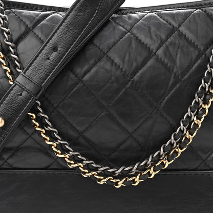 Chanel Aged Calfskin Quilted Medium Gabrielle Hobo Black 8 of 11