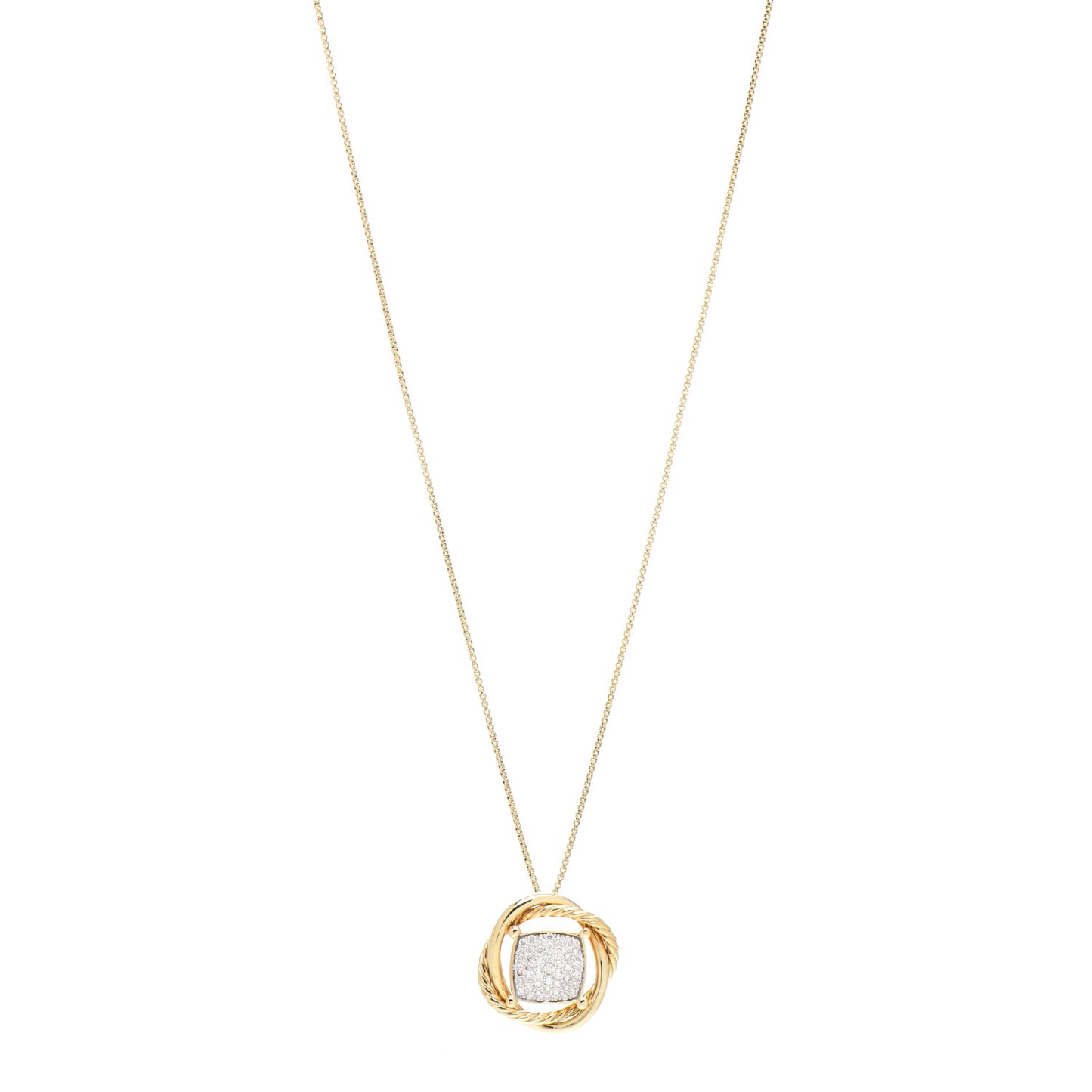 18K Yellow Gold Diamond 20mm Infinity Pendant Necklace