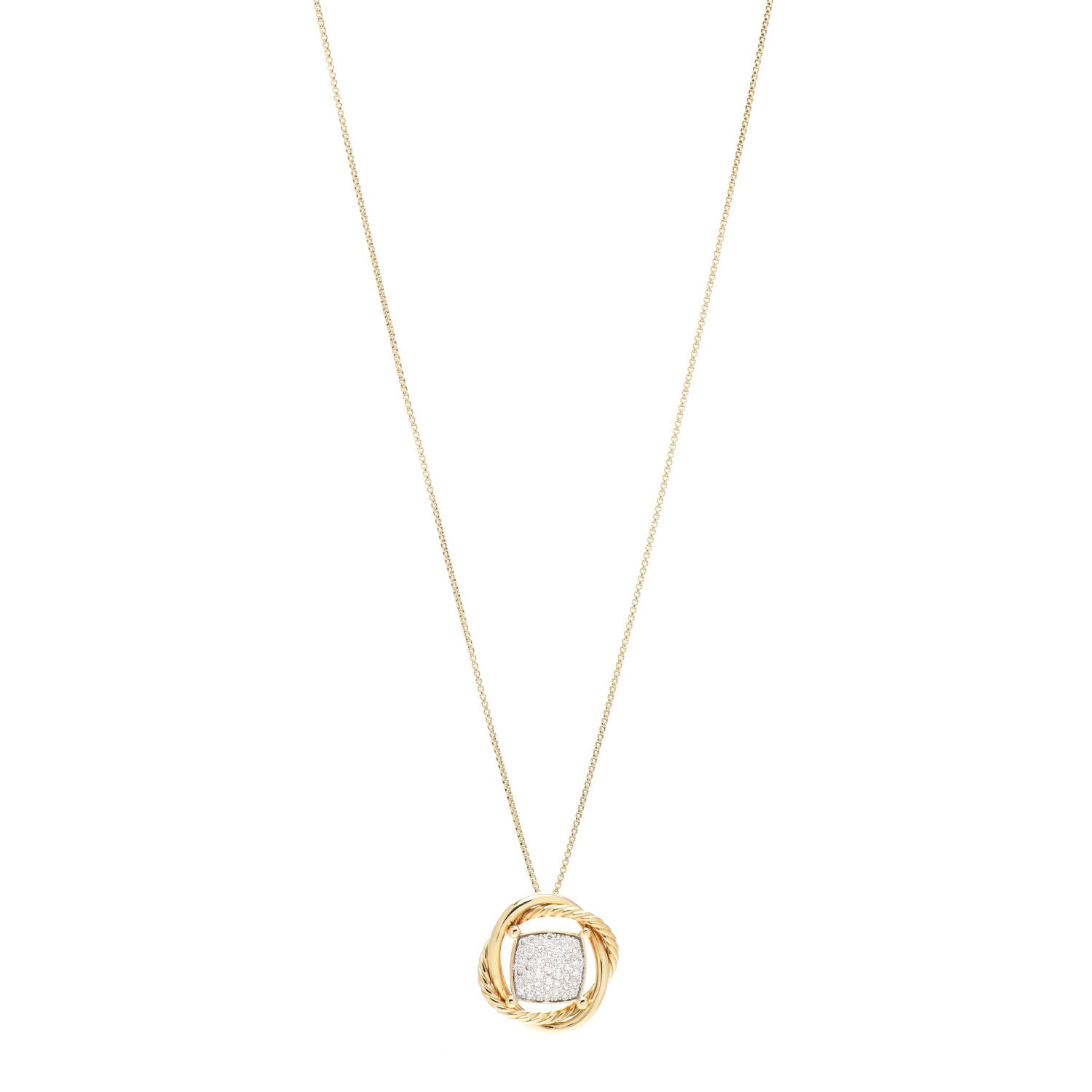 David Yurman 18K Yellow Gold Diamond 20mm Infinity Pendant Necklace 1 of 4