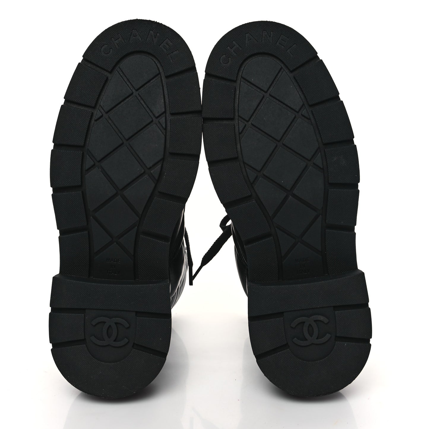 Lambskin Calfskin Quilted Lace Up Combat Boots 40 Black