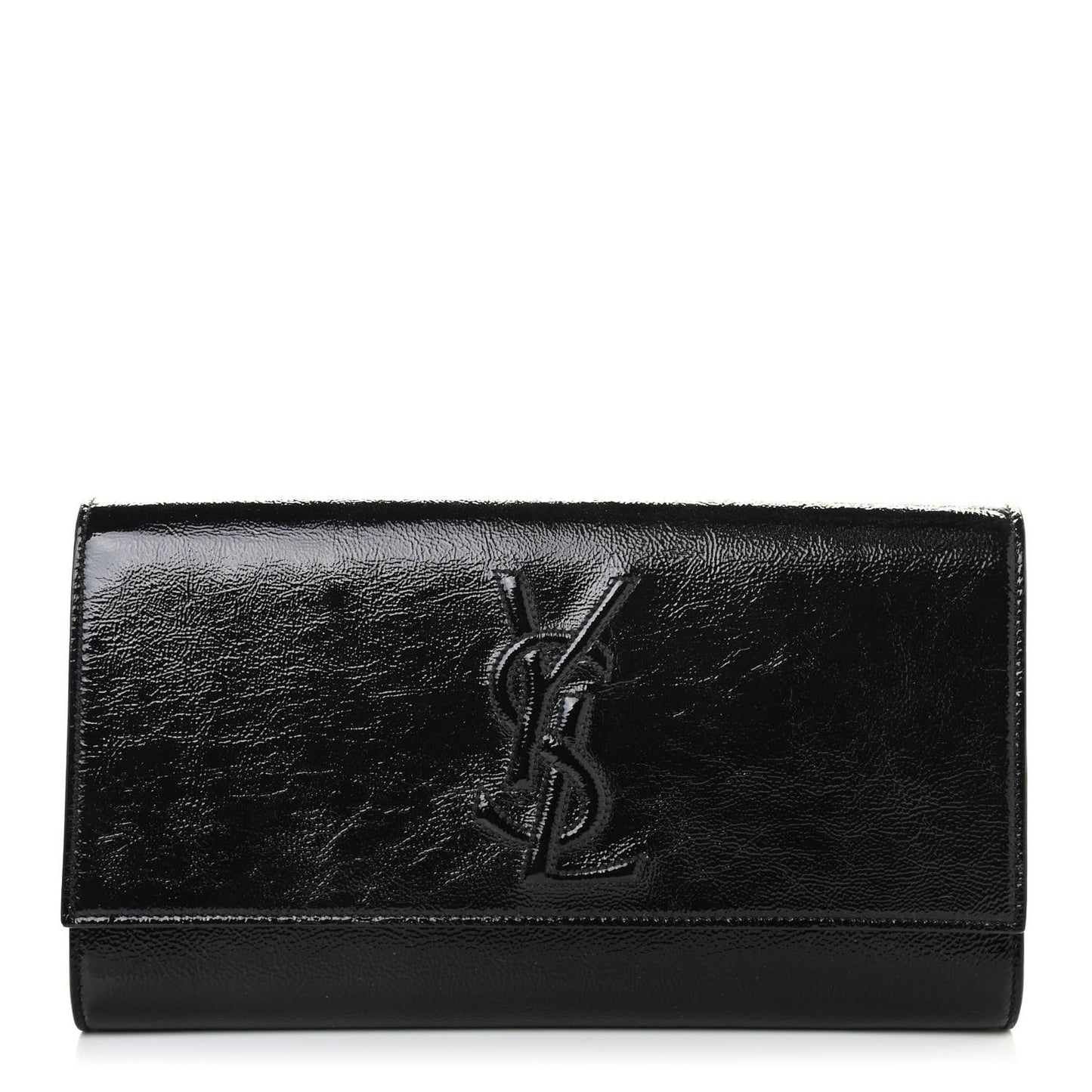Textured Patent Monogram Large Belle De Jour Clutch Black