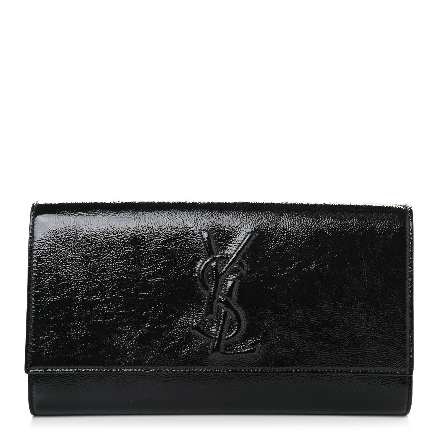 Saint Laurent Textured Patent Monogram Large Belle De Jour Clutch Black 1 of 4