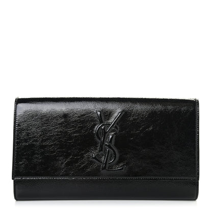 Saint Laurent Textured Patent Monogram Large Belle De Jour Clutch Black 1 of 4