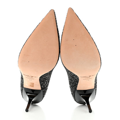 Jimmy Choo Coarse Glitter Pointy Toe Romy 85 Pumps 41 Black 4 of 7