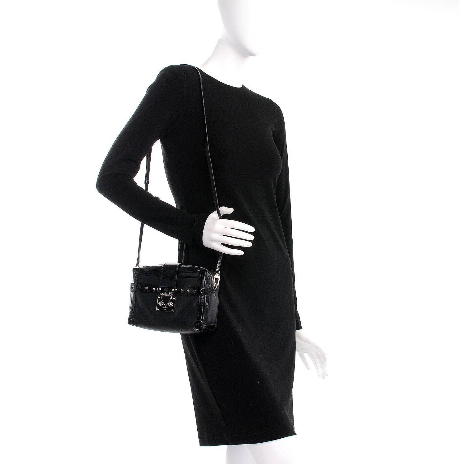 Louis Vuitton Calfskin Petite Malle Soft MM Black 2 of 7