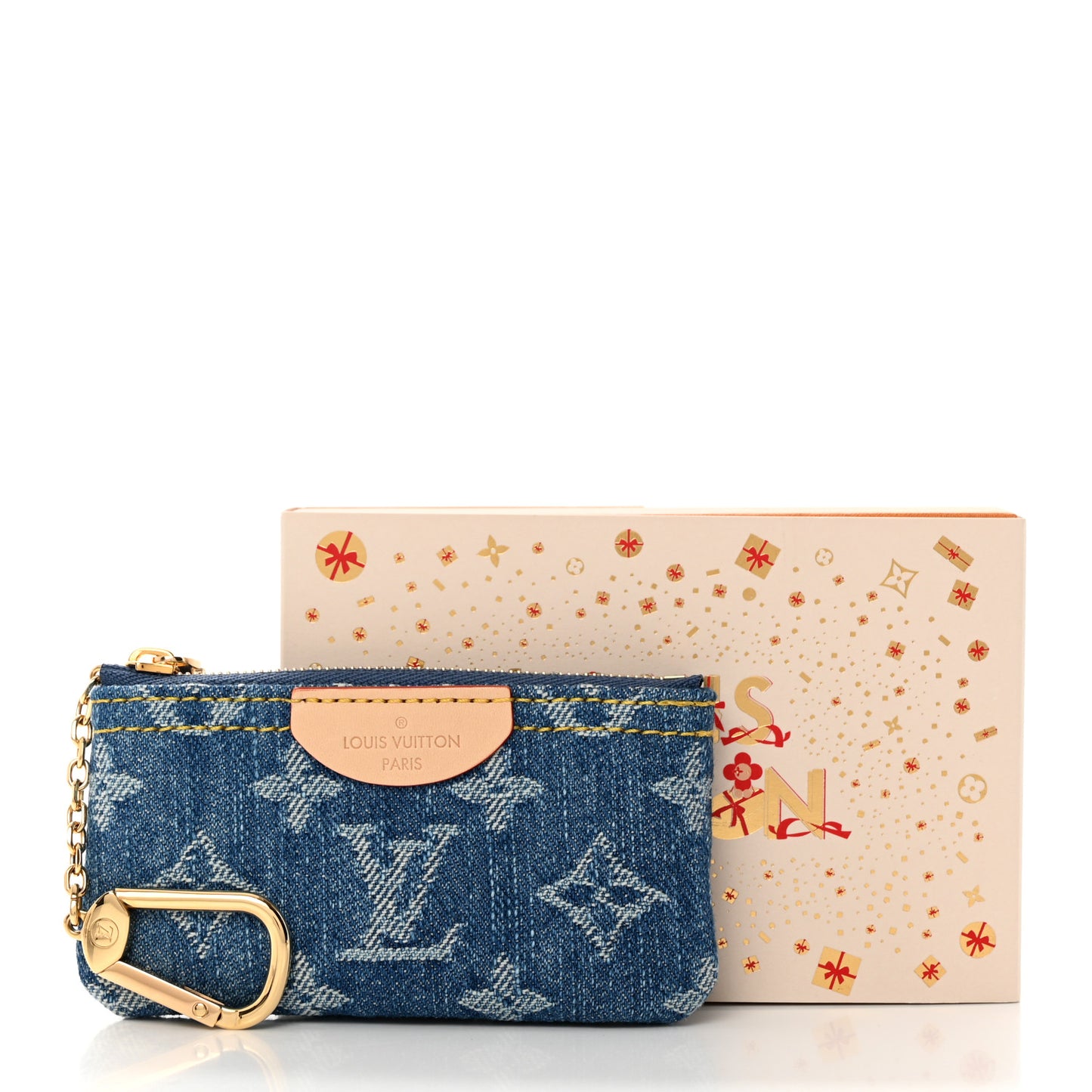 Monogram Denim Key Pouch Denim Blue