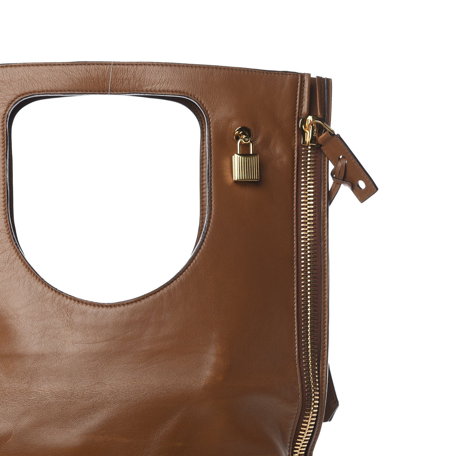 Tom Ford Ramskin Large Alix Padlock Zip Shoulder Bag Brown 9 of 15