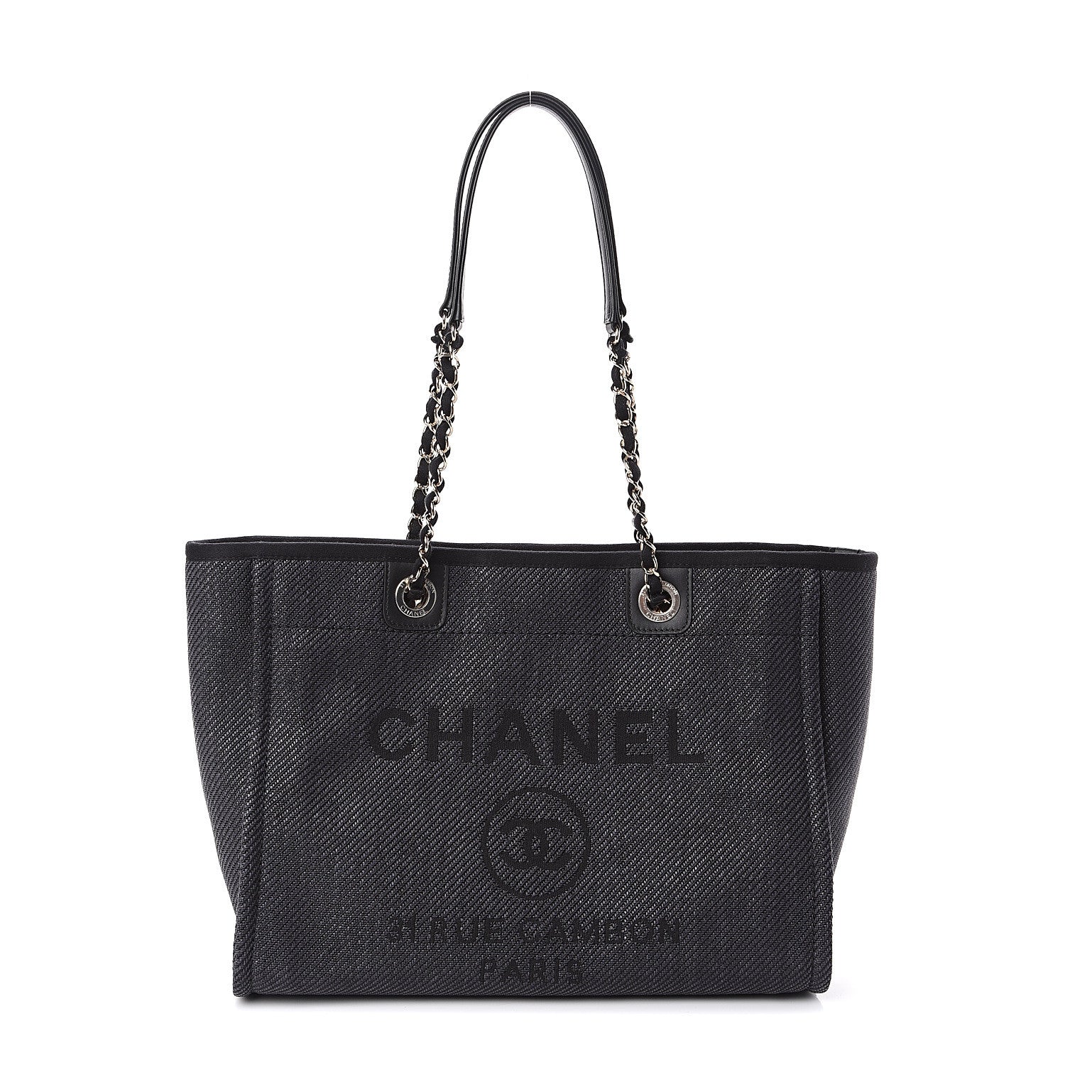 Chanel Canvas Small Deauville Tote Black 1 of 9