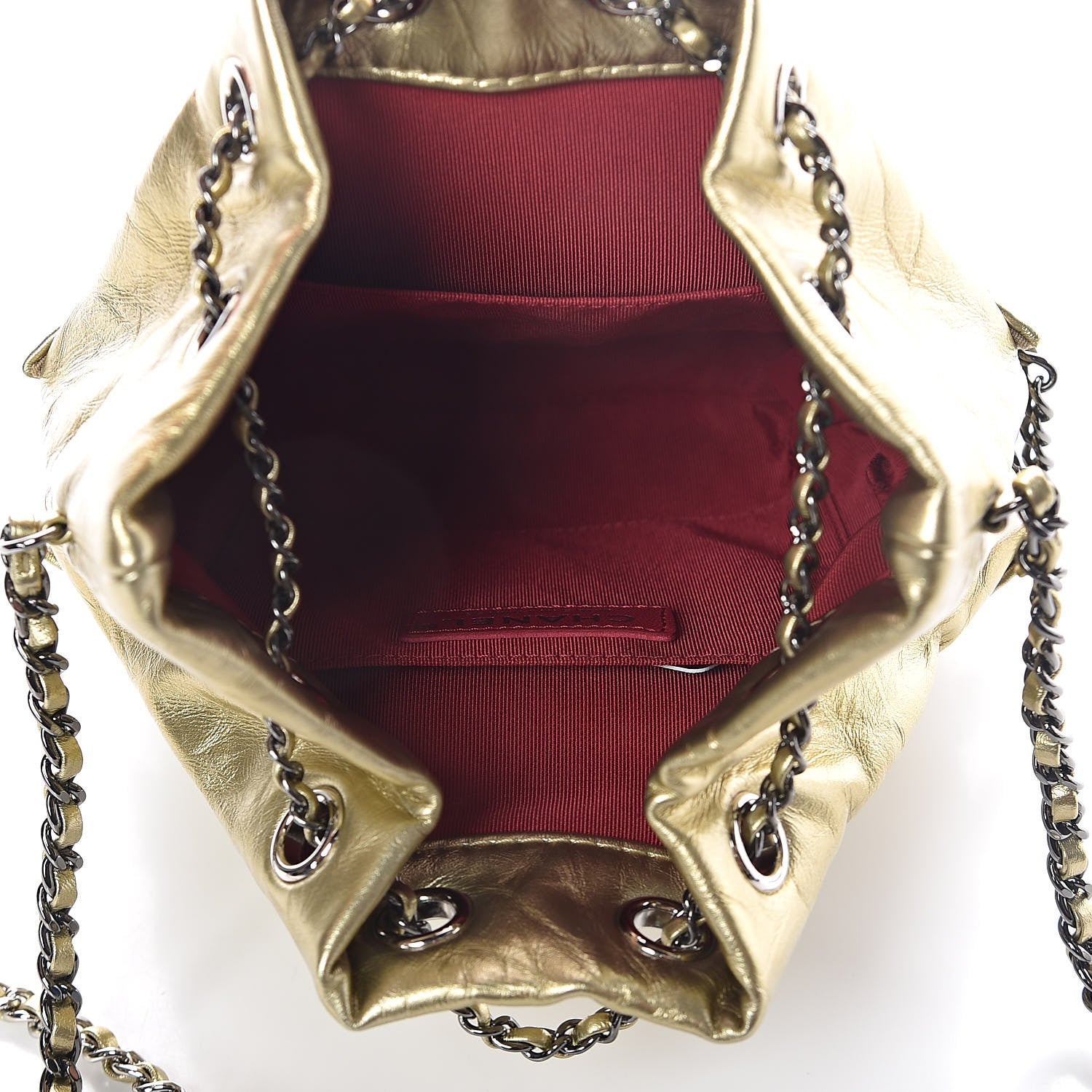 Chanel Metallic Aged Calfskin Quilted Small Gabrielle Bucket Gold 5 of 10