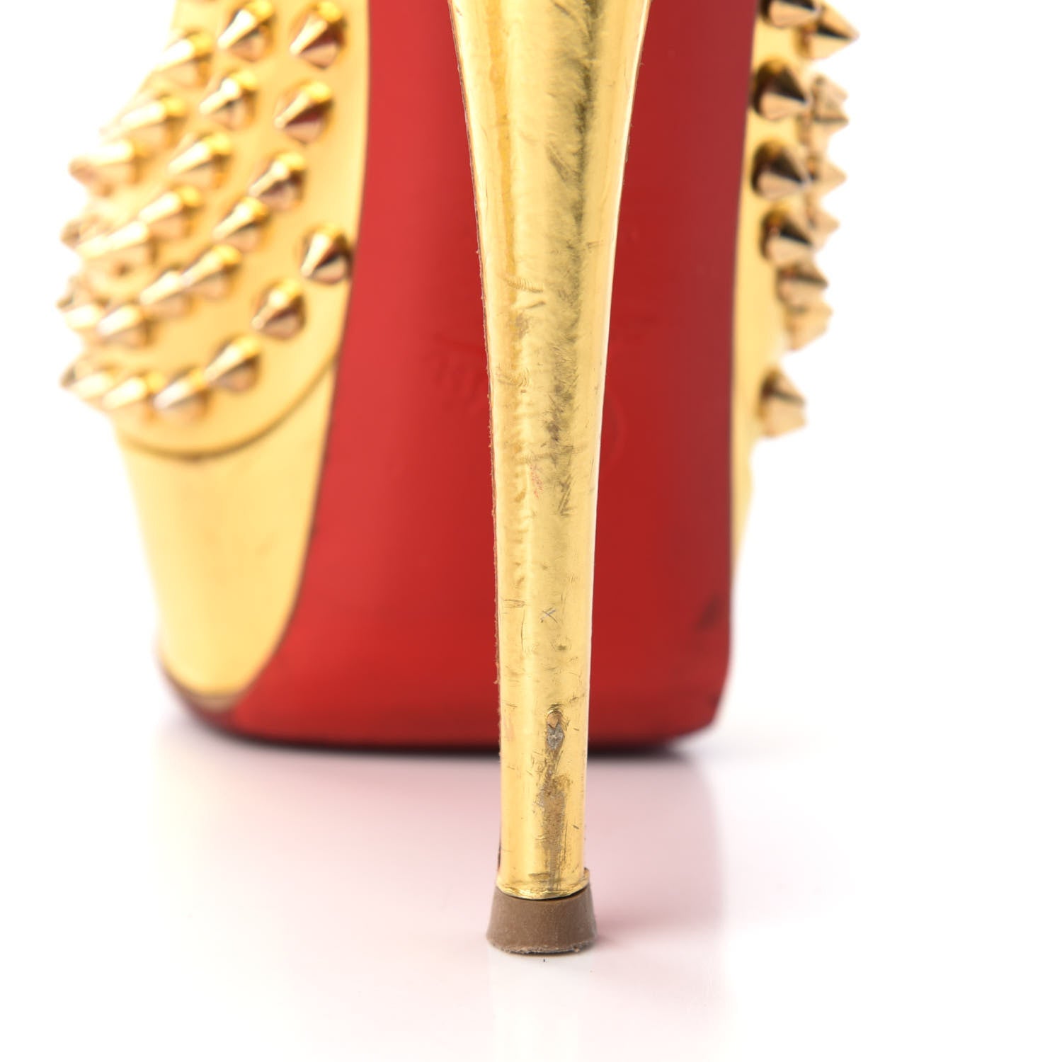 Christian Louboutin Specchio Lady Peep Spikes 150 Pumps 37 Gold 9 of 11