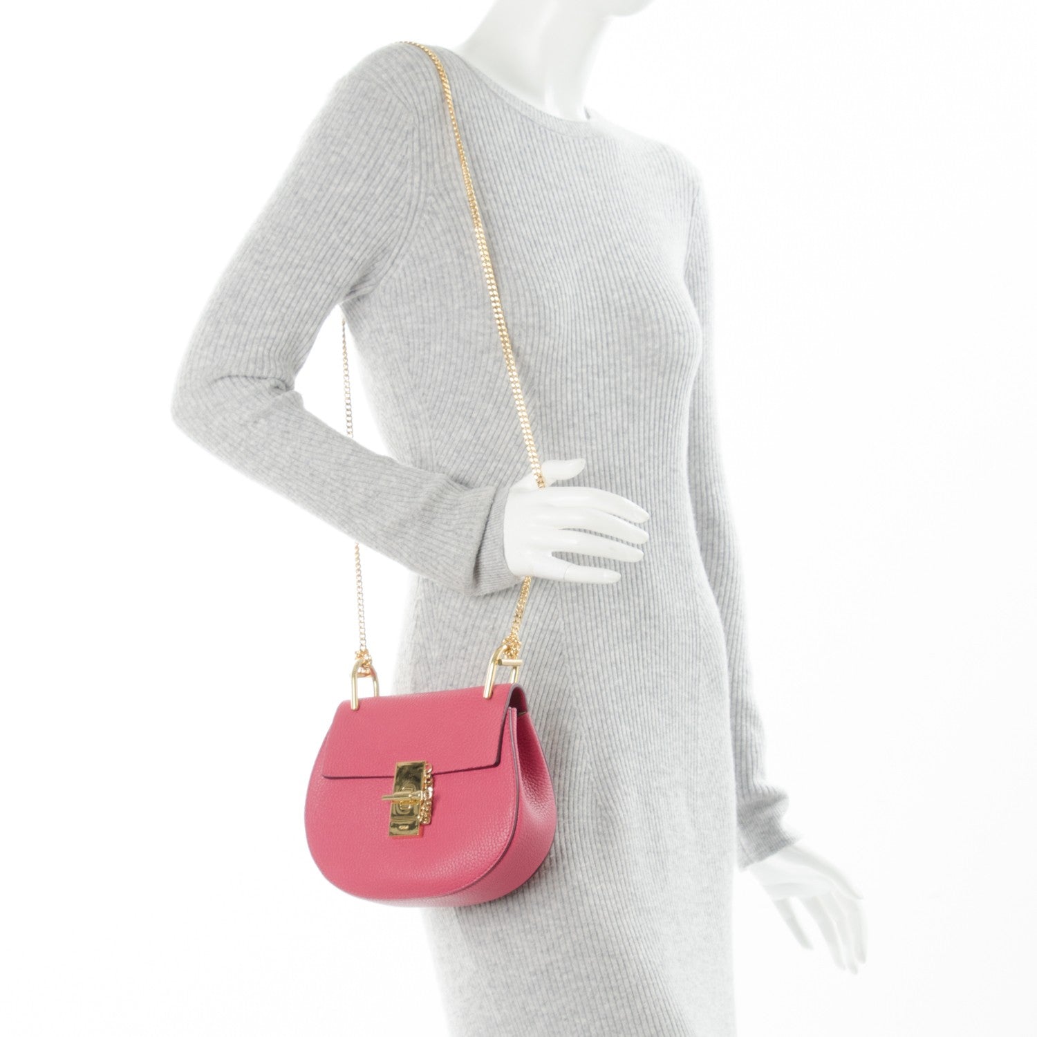 Chloe Grained Lambskin Mini Drew Shoulder Bag Dreamy Pink 2 of 6