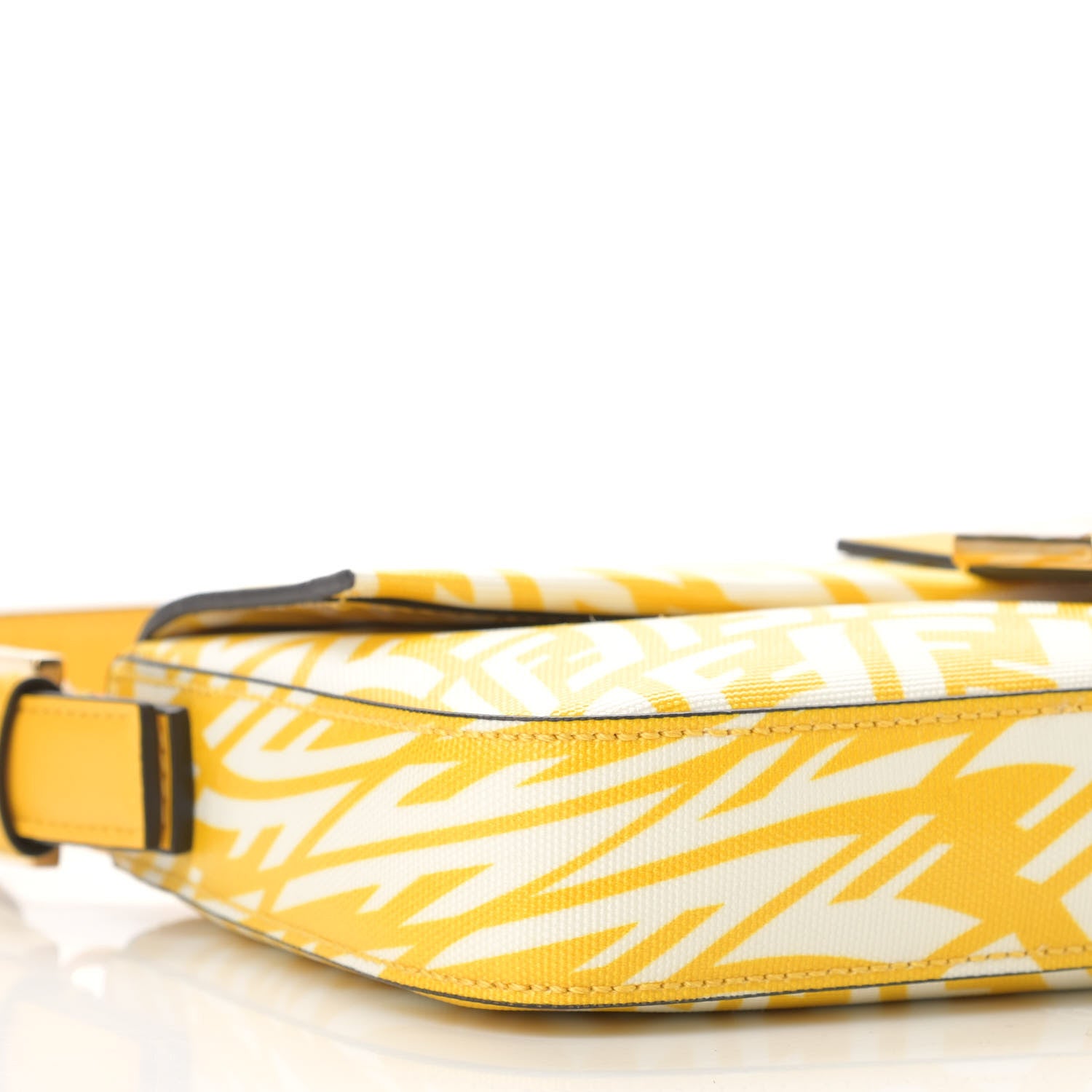 Fendi X SARAH COLEMAN Glazed Canvas Vitello King FF Vertigo Baguette 1997 Mimosa White 5 of 10