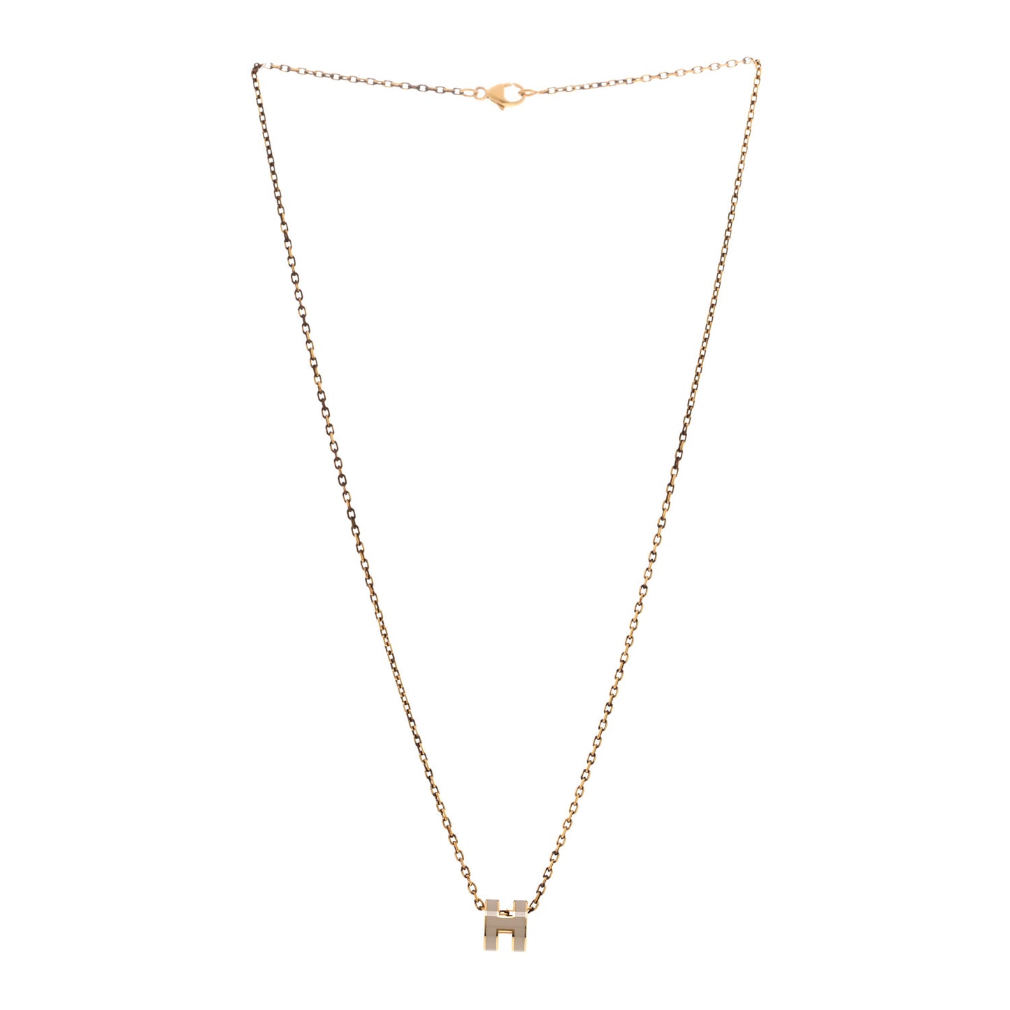 Lacquered Gold Mini Pop H Pendant Necklace Marron Glace