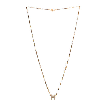Hermes Lacquered Gold Mini Pop H Pendant Necklace Marron Glace 3 of 7
