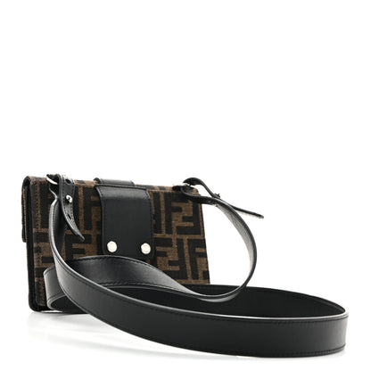 Fendi Recycled Fabric Jacquard Vitello Grace FF 1974 Baguette Belt Pouch Tobacco Moro Black 3 of 13