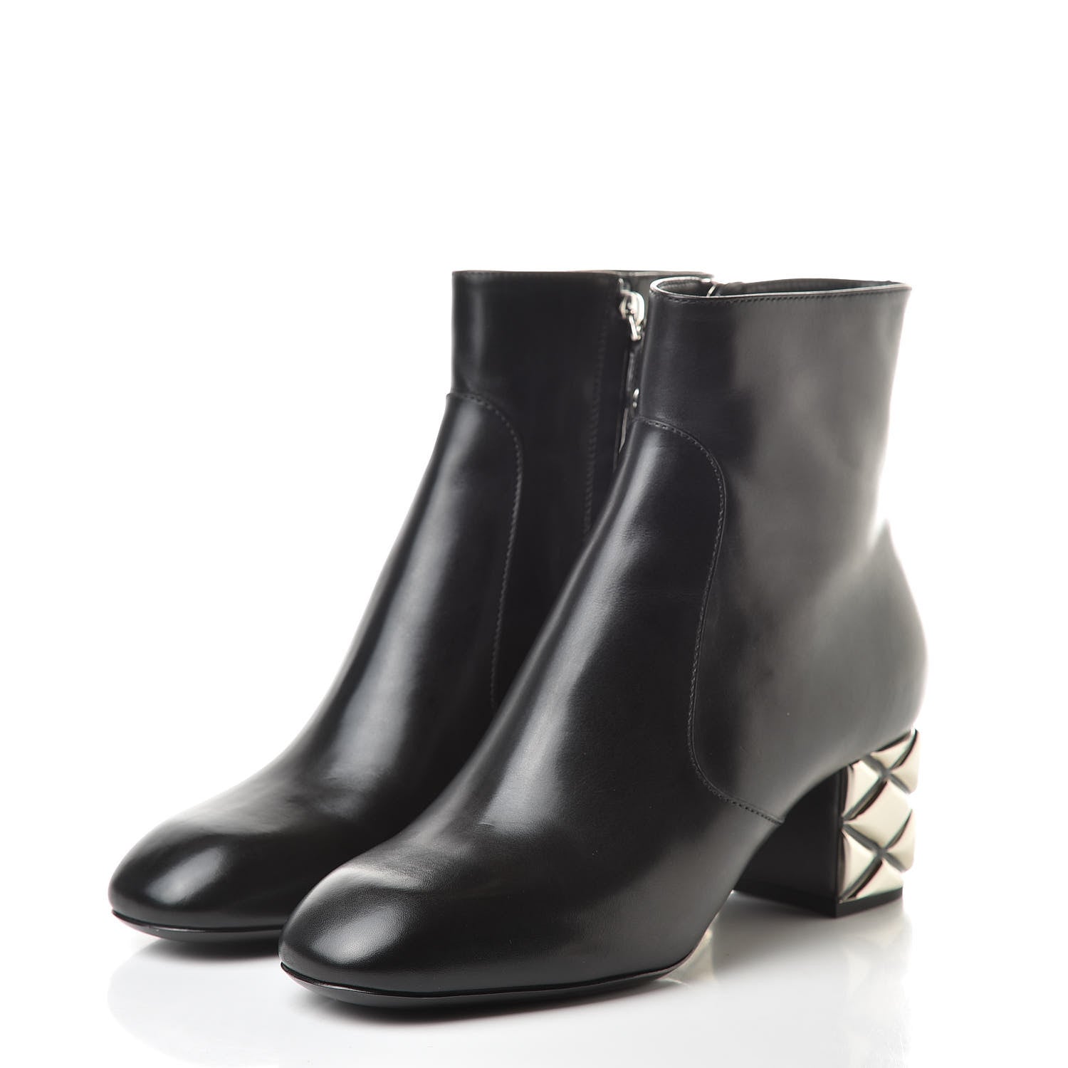 Louis Vuitton Lambskin Silver Light Ankle Boots 38 Black 3 of 8
