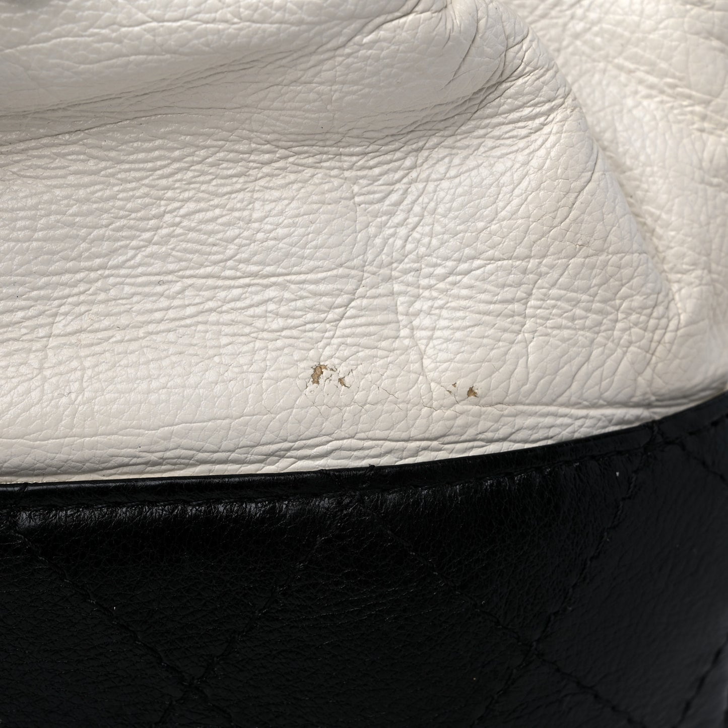 Aged Calfskin Quilted Small Gabrielle Bucket White Black