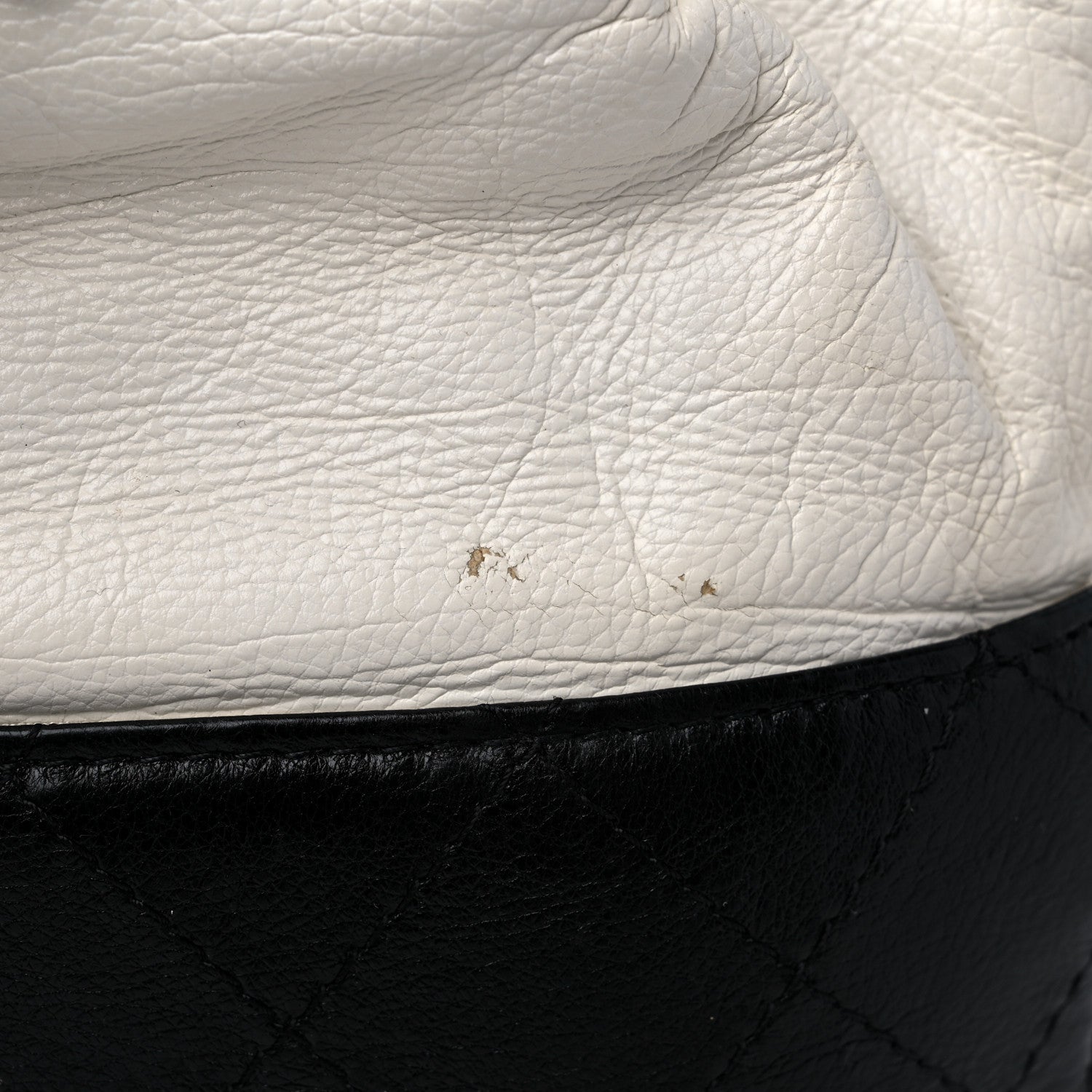 Chanel Aged Calfskin Quilted Small Gabrielle Bucket White Black 11 of 12