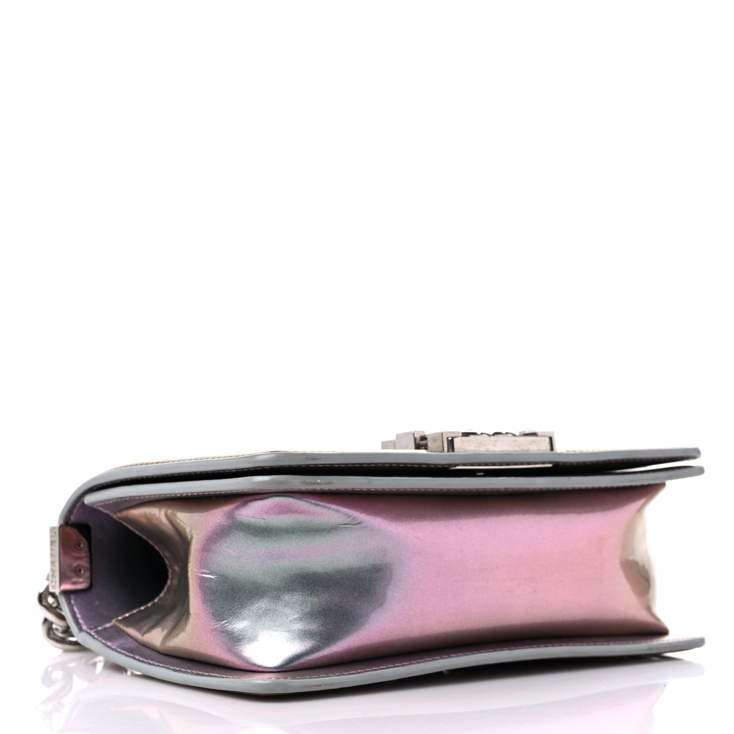 Chanel Iridescent Patent Calfskin PVC Quilted Small Boy Flap Light Purple 4 of 14