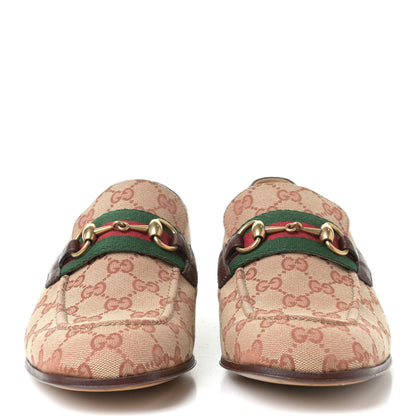 Gucci GG Monogram Goatskin Web Mens Horsebit Loafers 9 Beige Ruggine Light Brown 2 of 5
