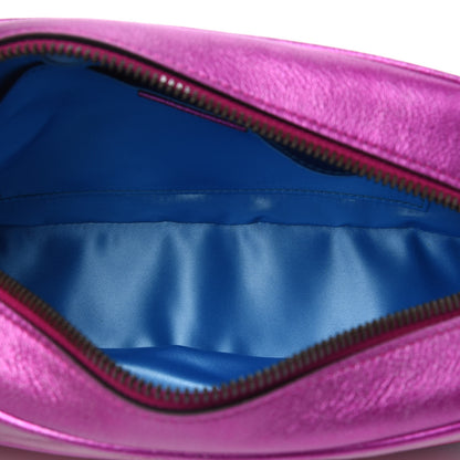 Gucci Laminated Nappa Matelasse Small GG Marmont Chain Shoulder Bag Fuxia Rosso Rosa 4 of 10