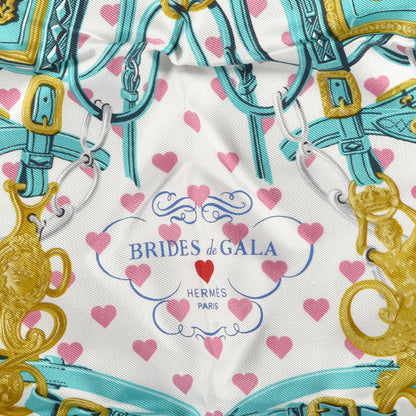 Hermes Silk Brides De Gala Love Pocket Square Rose Buvard Rouge Turquoise 2 of 4