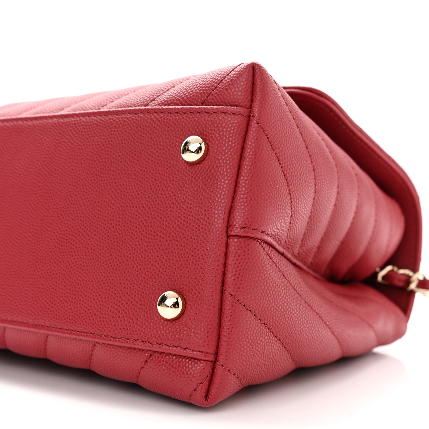 Chanel Caviar Lizard Embossed Chevron Quilted Small Coco Handle Flap Red 10 of 11