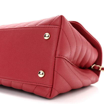 Chanel Caviar Lizard Embossed Chevron Quilted Small Coco Handle Flap Red 10 of 11