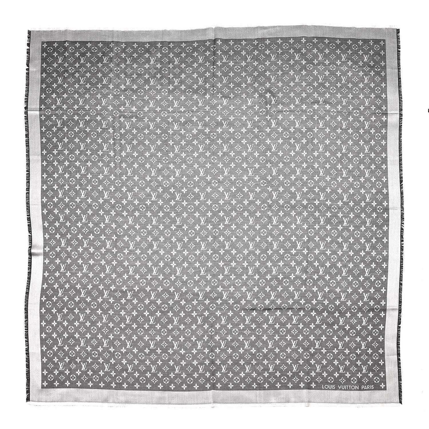 Louis Vuitton Wool Silk Monogram Denim Shawl Black 1 of 4
