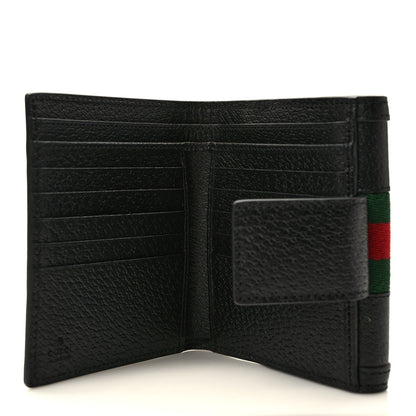 Gucci Textured Calfskin Web Ophidia French Flap Wallet Black 5 of 7