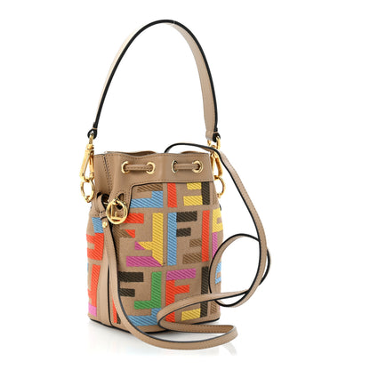 Fendi Canvas Vitello King F is Fendi FF Multicolor Embroidered Mini Mon Tresor Bucket Bag Multicolor Cuoio 3 of 11