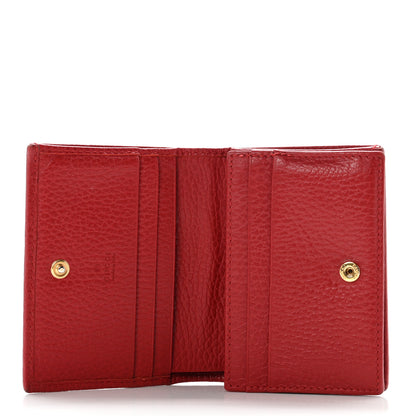 Gucci Pebbled Calfskin GG Marmont Card Case Hibiscus Red 5 of 8