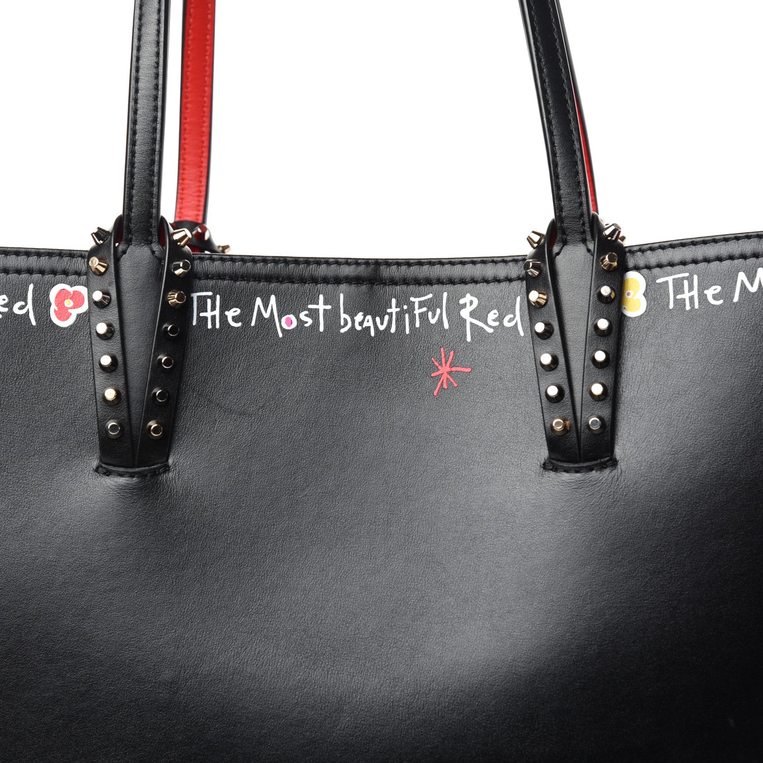 Christian Louboutin Calfskin Beautiful Red East West Cabata Tote Black Multicolor 10 of 10