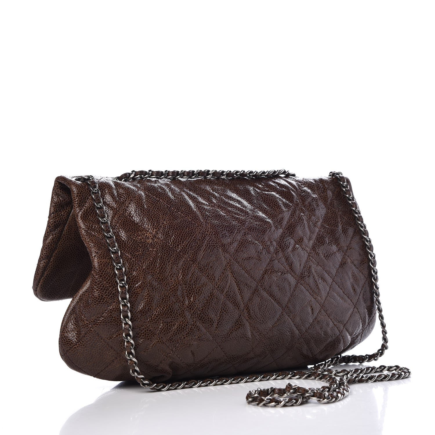 Chanel Caviar Quilted Medium Elastic Flap Brown 3 of 9