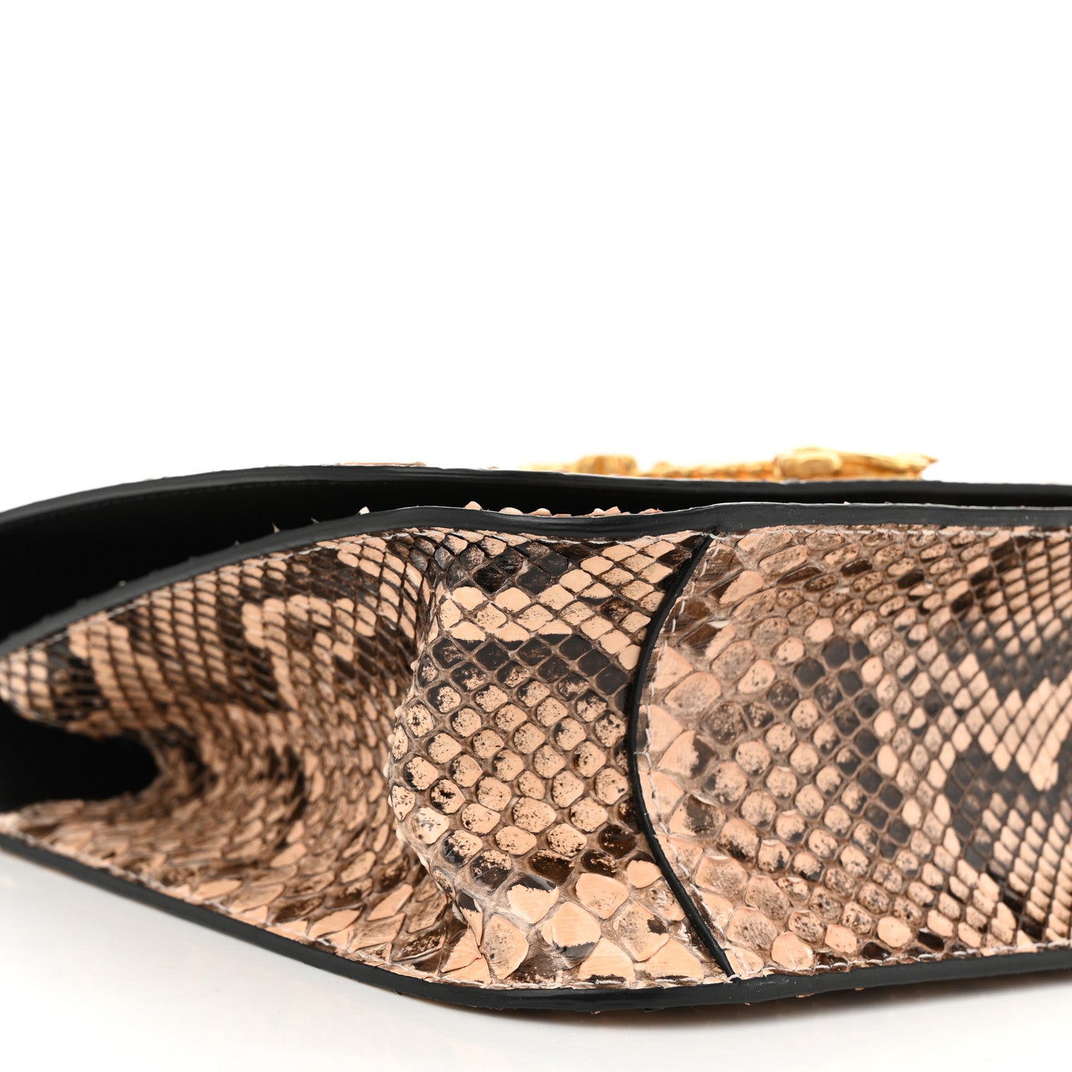 Versace Snakeskin Virtus Top Handle Shoulder Bag Beige 1624829