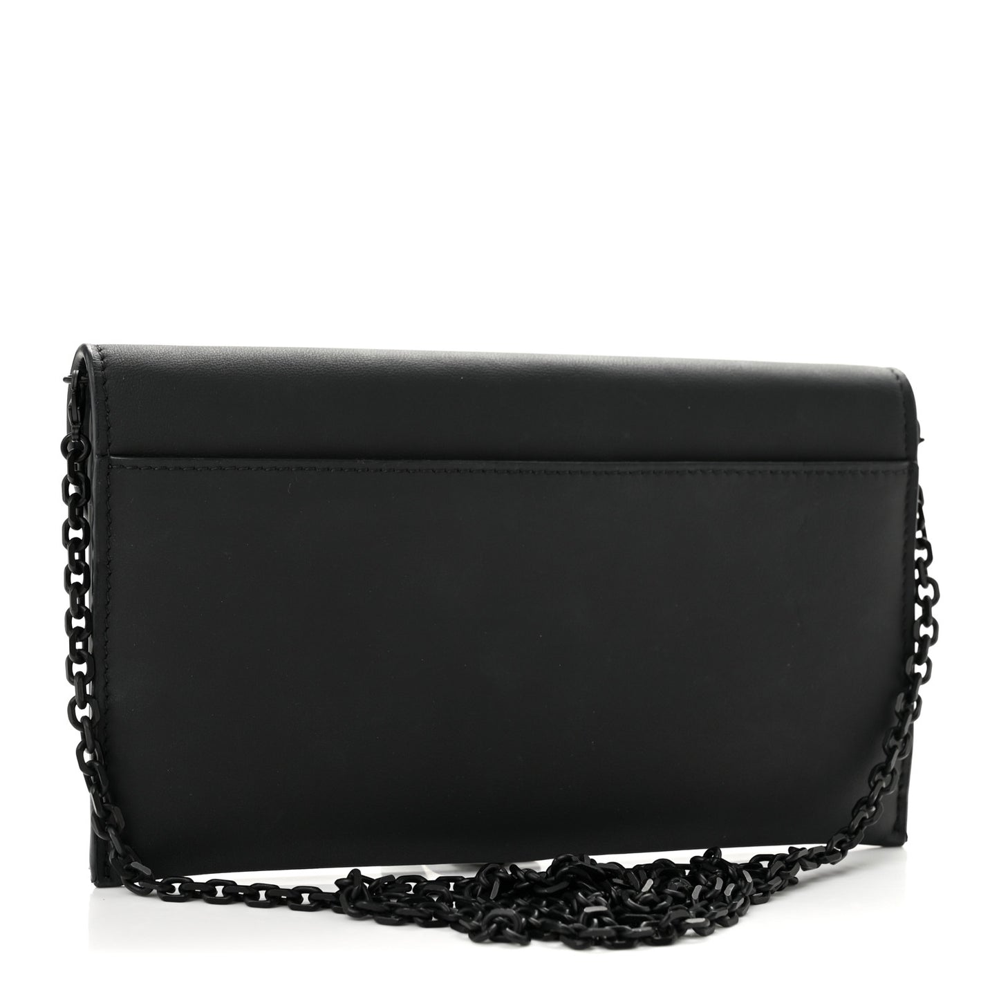 Ultra Matte Calfskin Saddle Chain Wallet Pouch Black