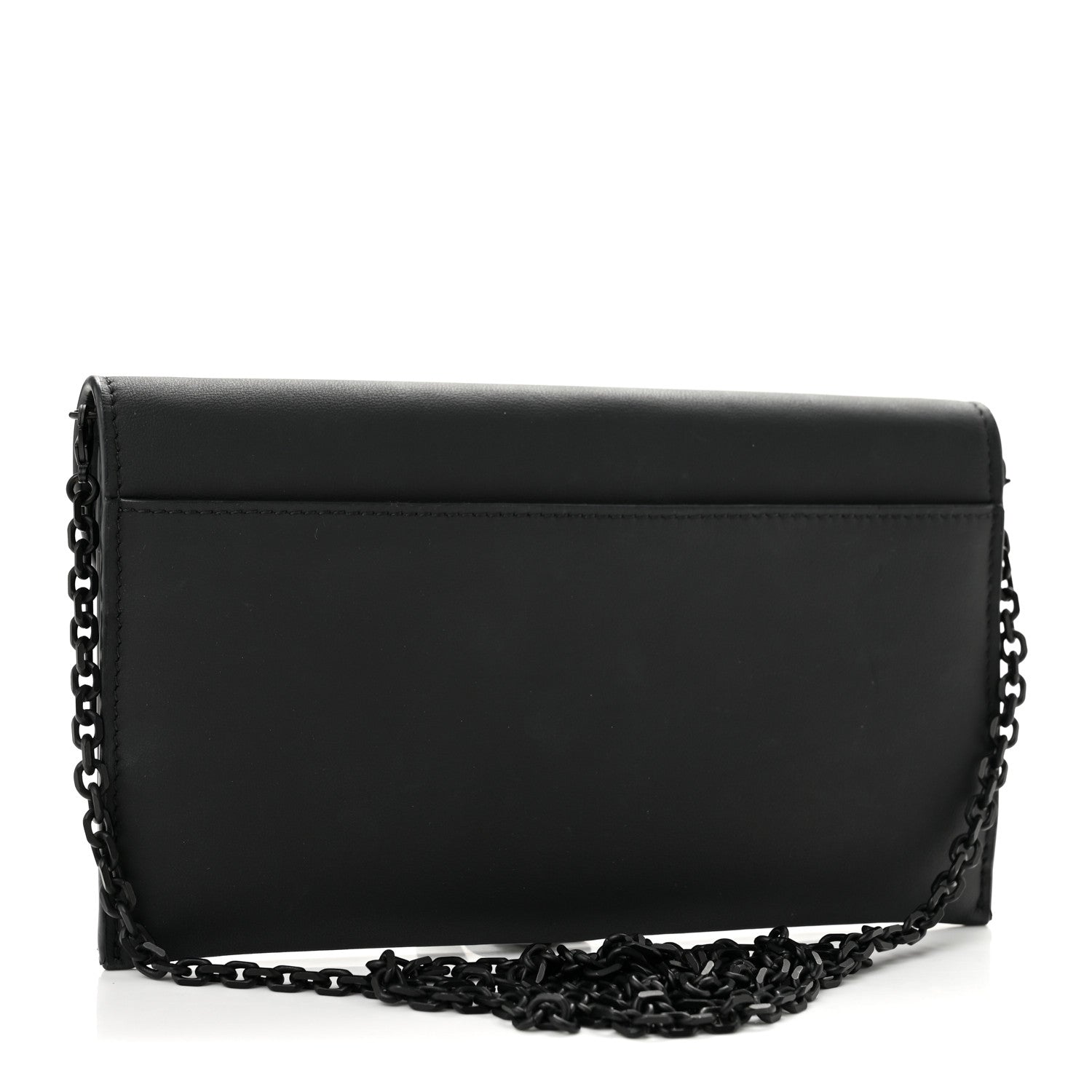 Christian Dior Ultra Matte Calfskin Saddle Chain Wallet Pouch Black 3 of 11
