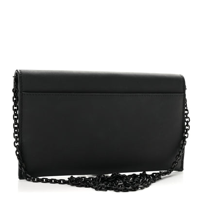 Christian Dior Ultra Matte Calfskin Saddle Chain Wallet Pouch Black 3 of 11
